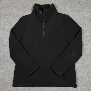 Dudley Stephens Sweater Womens Large Black Fleece Mock Neck 1/4 Zip Pullover